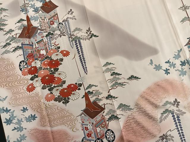 平和屋着物■訪問着 駒刺繍 鉾流水花文 暈し染め 金彩 正絹 逸品 BAAQ7529ev
