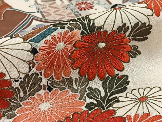 平和屋着物■訪問着 駒刺繍 鉾流水花文 暈し染め 金彩 正絹 逸品 BAAQ7529ev