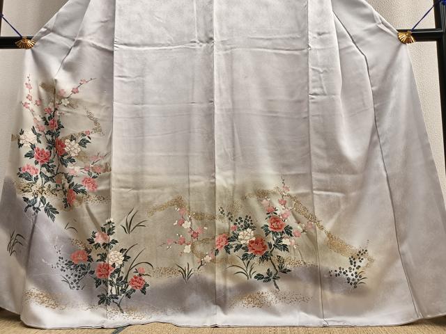 平和屋着物■訪問着 草花文 暈し染め 金彩 正絹 逸品 BAAQ7539ev