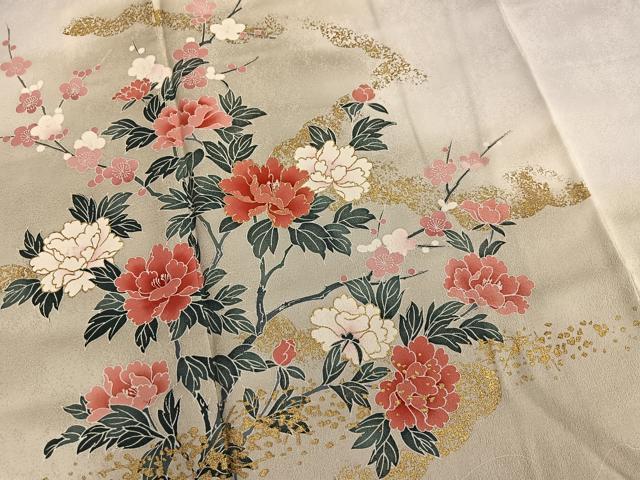 平和屋着物■訪問着 草花文 暈し染め 金彩 正絹 逸品 BAAQ7539ev