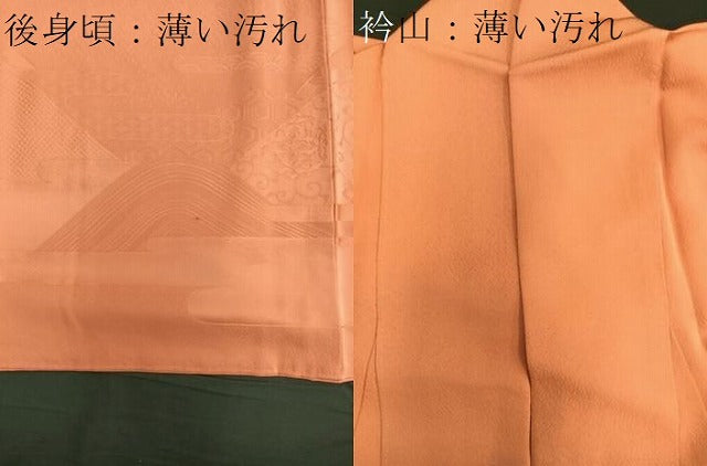 平和屋着物■付下げ 色無地 エ霞遠山花地紋 柿色 正絹 逸品 BAAQ7625ev