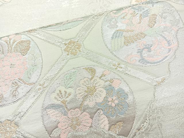 平和屋着物◎六通柄袋帯 唐織 天井花丸文 金銀糸 正絹 逸品 BAAQ9557cm