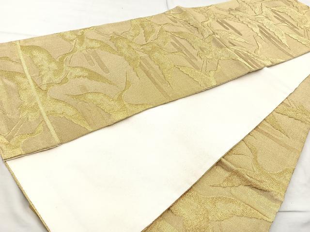 平和屋着物◎六通柄京袋帯 舞鶴文 金糸 正絹 逸品 BAAQ9583cm