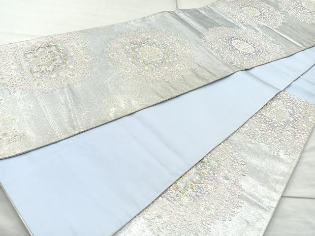 平和屋着物◎六通柄袋帯 唐織 宝相華 金銀糸 正絹 逸品 BAAQ9805cm