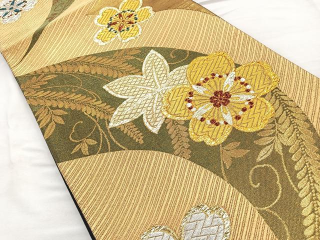 平和屋着物◎六通柄袋帯 桜楓文 金銀糸 正絹 逸品 BAAQ9846cm