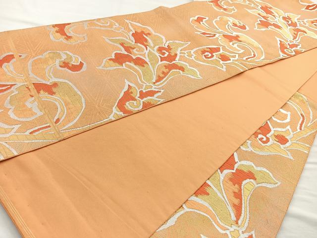平和屋着物◎六通柄袋帯 唐織 草花文 金銀糸 正絹 逸品 BAAQ9851cm