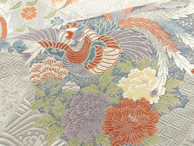 平和屋着物◎六通柄袋帯 唐織 プラチナ箔 桃山雪輪文 正絹 逸品 BAAQ9978cm