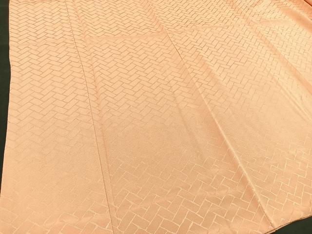 平和屋着物■上質な色無地 檜垣地紋 洒落柿色 正絹 逸品 BAAR1005vx