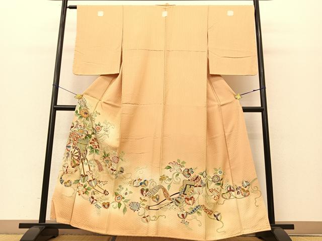 平和屋着物□豪華色留袖 駒刺繍 御所車花文 暈し染め 金彩