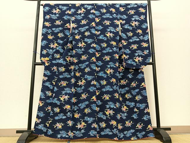 平和屋着物□豪華振袖 ヱ霞枝花文 鬼しぼ縮緬 正絹 逸品