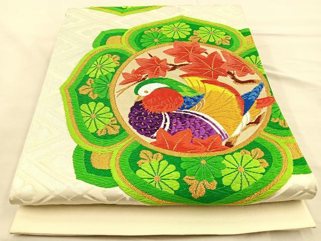 平和屋着物◎六通柄袋帯 唐織 花鳥文 金糸 正絹 逸品 BAAR1638if