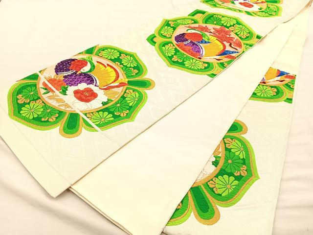 平和屋着物◎六通柄袋帯 唐織 花鳥文 金糸 正絹 逸品 BAAR1638if
