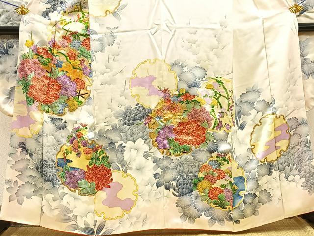 平和屋着物□豪華振袖 駒刺繍 雪輪花文 金彩 正絹 逸品 BAAR2962cm