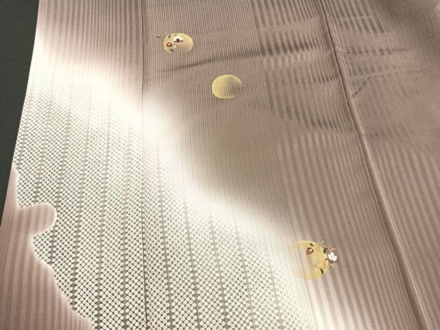 平和屋着物●訪問着 刺繍 草花文 暈し染め 金糸 正絹 逸品 BAAR4122pk