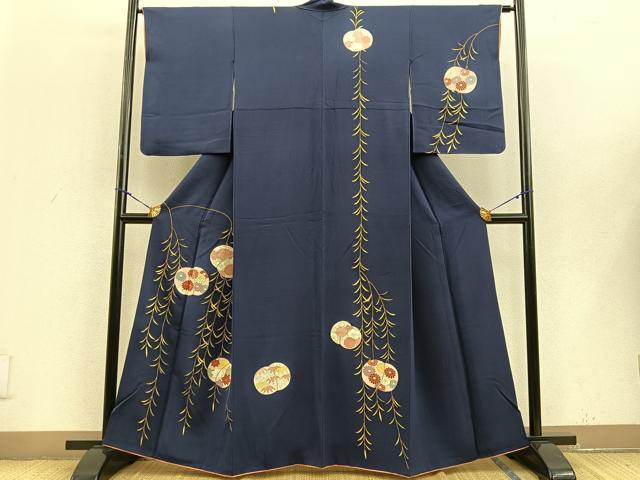 正絹訪問着 駒刺繍 枝垂れ桜芝草舞蝶文 金彩 ⑨ - メルカリ