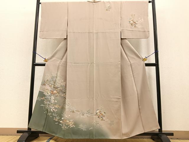 平和屋着物□訪問着 流水風景花文 暈し染め 金銀彩 正絹