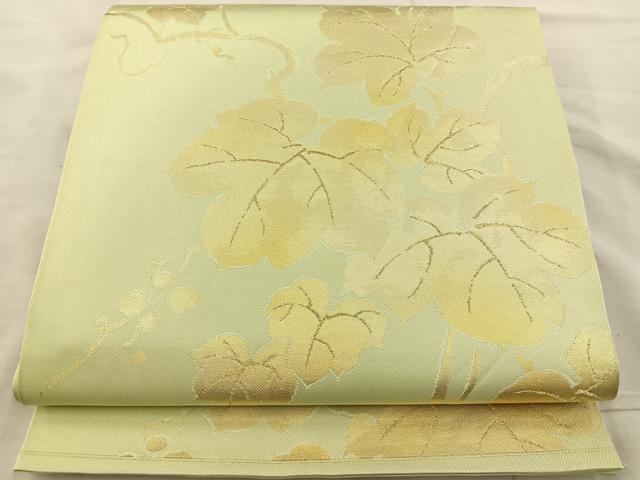 平和屋着物◎六通柄 本袋帯 葡萄蔦の葉文 金糸 正絹 逸品 BAAR4821ct