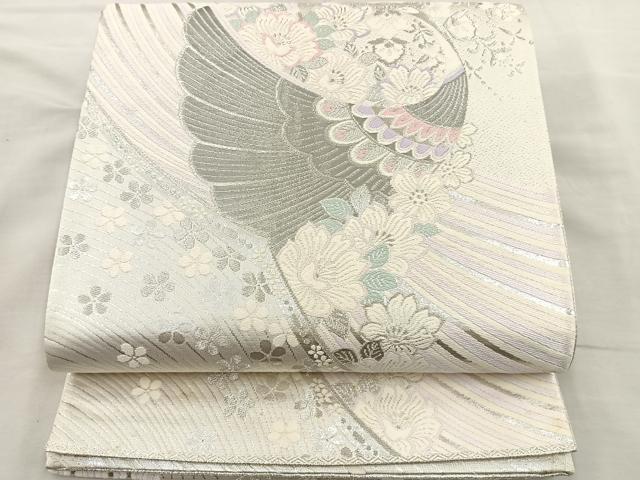 平和屋着物◎六通柄袋帯 唐織 虹彩花宴文 プラチナ二重箔 正絹 逸品 BAAR4881ct