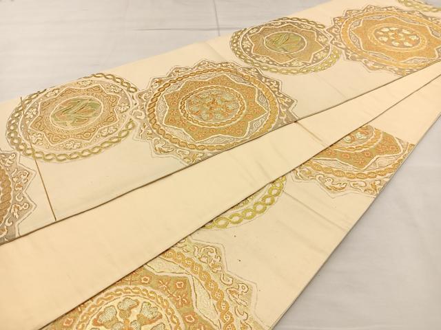 平和屋着物◎六通柄袋帯 花丸文 金糸 正絹 逸品 BAAR4884ct