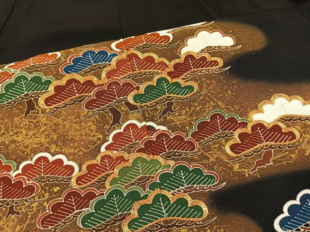 平和屋着物■豪華黒留袖 駒刺繍 松 金彩 正絹 逸品 BAAR6954me