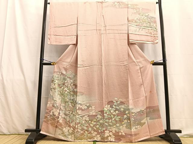 平和屋着物□訪問着 作家物 草花文 暈し染め 金彩 正絹 逸品