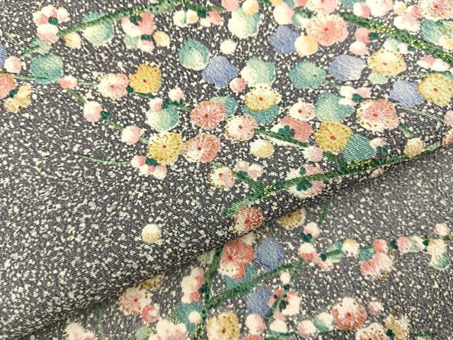 平和屋着物□上質な小紋 枝花文 暈し染め 金彩 正絹 逸品