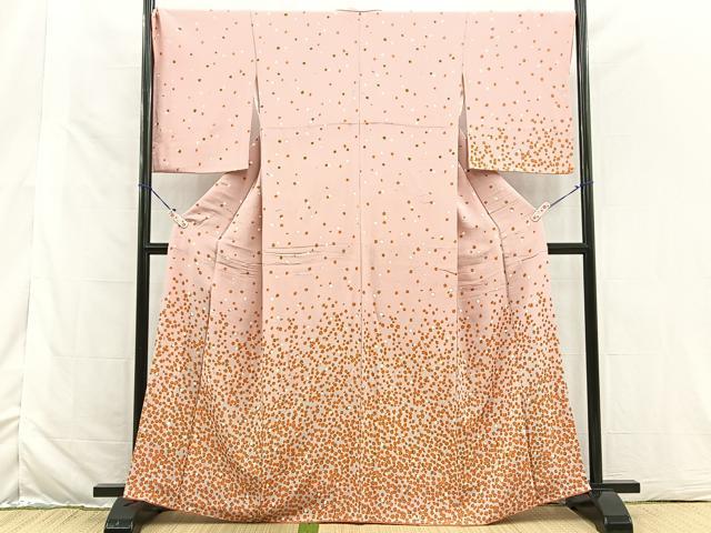 平和屋着物□訪問着 舞花文 鬼しぼ縮緬 正絹 逸品 BAAR9689cm