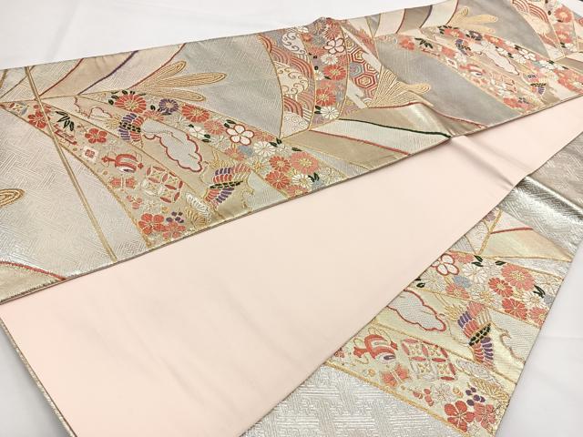 平和屋着物◎本佐賀錦 六通柄袋帯 唐織 吉祥若松文 金銀糸 正絹 逸品 BAAR9709cm