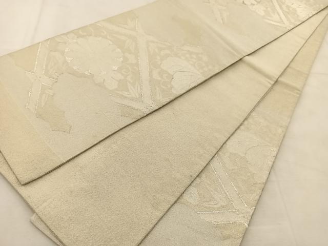 平和屋着物◎六通柄袋帯 綴れ 雲重ね菊桐文 銀糸 正絹 逸品 BAAS1057yc