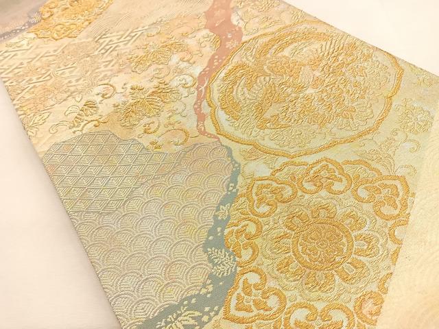 平和屋着物◎六通柄袋帯 手織 鳳凰花文 金銀糸 正絹 逸品 BAAS1096hj