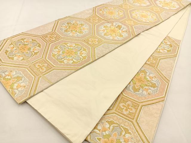 平和屋着物◎六通柄袋帯 唐織 蜀江花文 金銀糸 正絹 逸品 BAAS1098hj