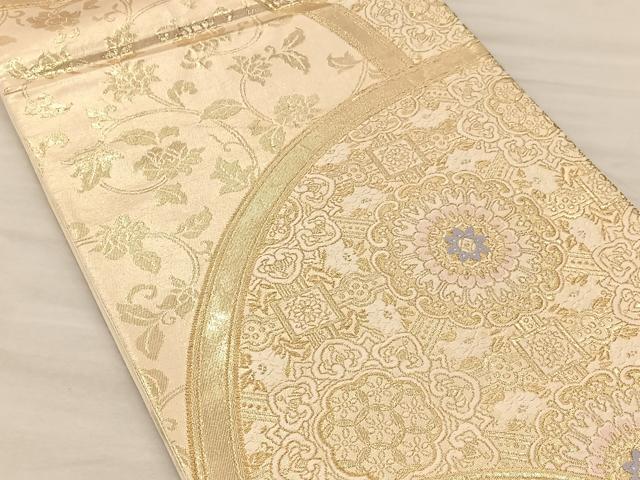 平和屋着物◎六通柄袋帯 唐織 正倉院花文 金糸 正絹 逸品 BAAS1290je