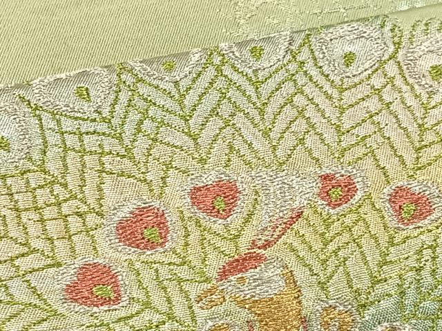 平和屋着物◎六通柄袋帯 孔雀文 金銀糸 三越扱い 正絹 逸品 BAAS1291je