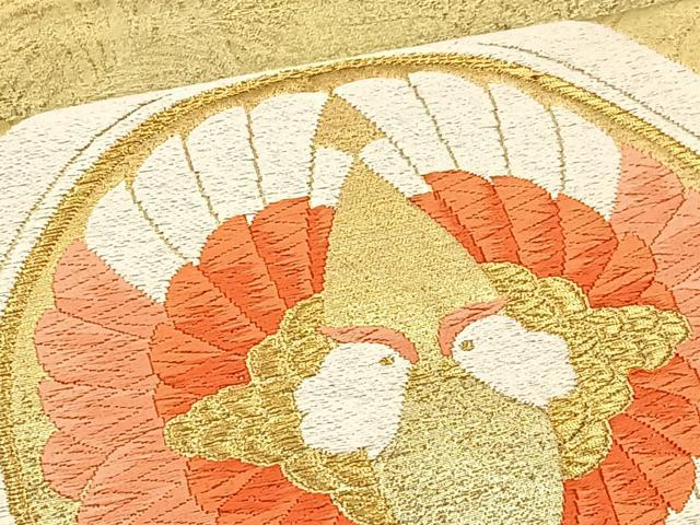 平和屋着物◎六通柄袋帯 唐織 双鳥丸文 金銀糸 正絹 逸品 BAAS1295je
