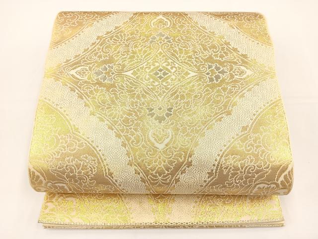 平和屋着物◎六通柄袋帯 洋花文 金糸 正絹 逸品 BAAS2351jr