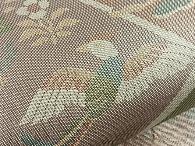 平和屋着物◎六通柄袋帯 花鳥文 銀糸 正絹 逸品 BAAS2378jr