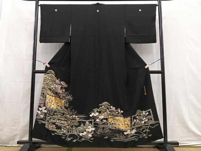 黒留袖 作家物 松竹梅 花模様 美しい風景 K-4889 黒留袖 作家物 松竹梅 花模様 美しい風景 K-4889の通販 by