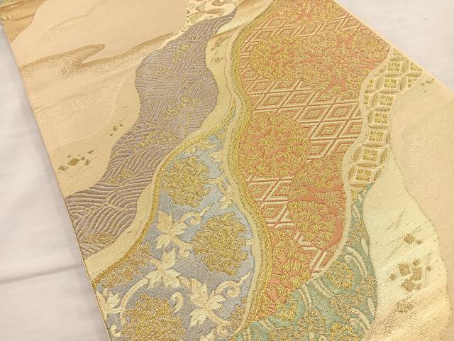 平和屋着物◎六通柄袋帯 道長文様 金糸 正絹 逸品 BAAS4957wb