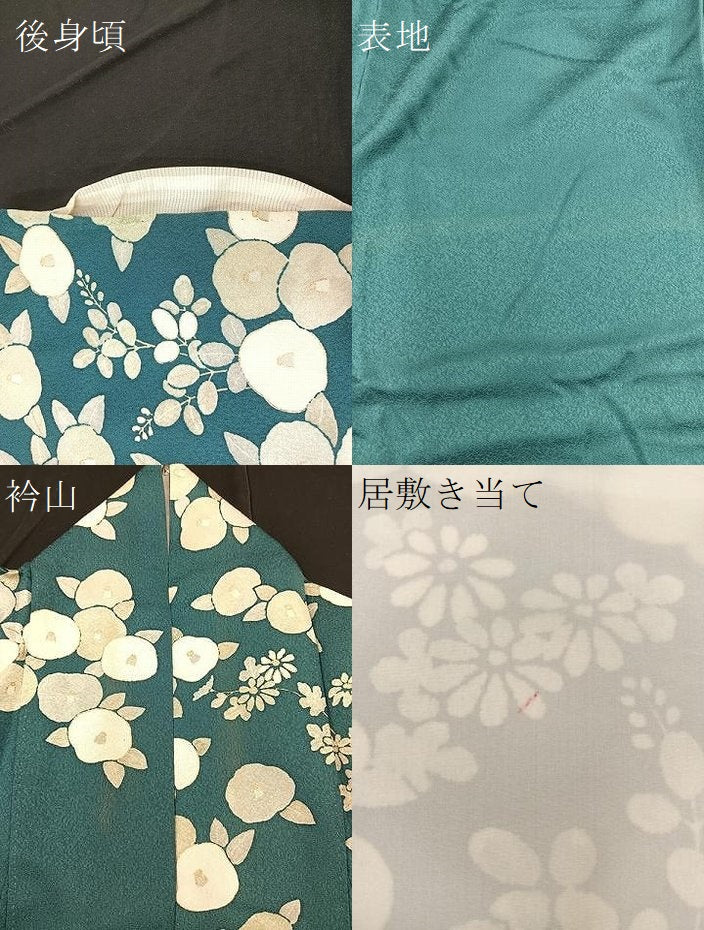 平和屋着物▽訪問着 単衣 椿 金彩 正絹 逸品 BAAS5267ui
