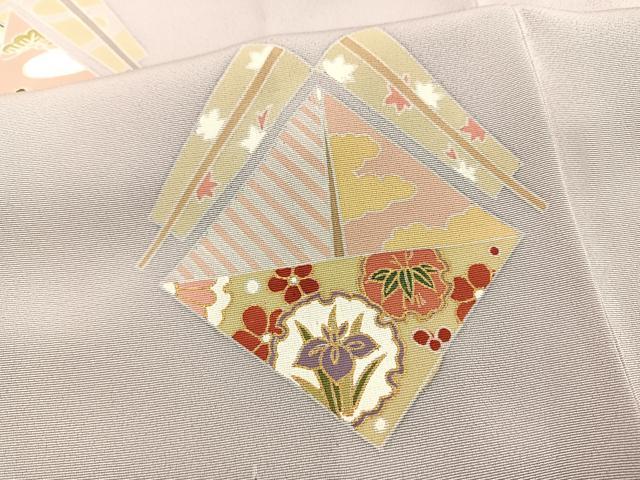 平和屋着物▽訪問着 単衣 色紙花文 金彩 正絹 逸品 BAAS5283ui