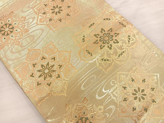 平和屋着物◎六通柄袋帯 正倉院花文 金糸 正絹 逸品 BAAS5516bs