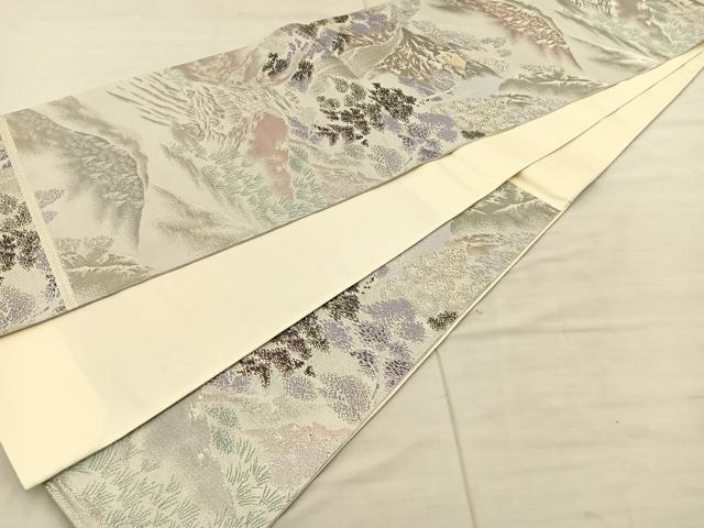 平和屋着物◎六通柄袋帯 清滝の四季 風景文 銀糸 正絹 逸品 BAAS6077fc