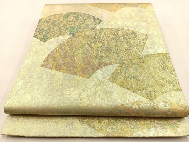 平和屋着物◎六通柄袋帯 地紙秋草文 金糸 引箔 正絹 逸品 BAAS6388hj