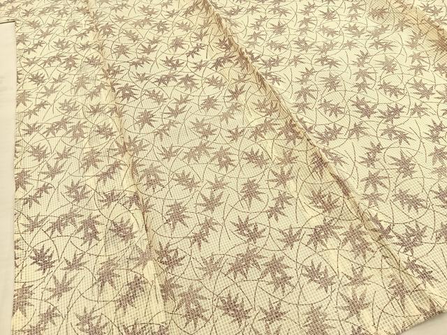 平和屋着物∴夏物 綿紅梅 浴衣 舞葉文 綿 逸品 BAAS7127pk