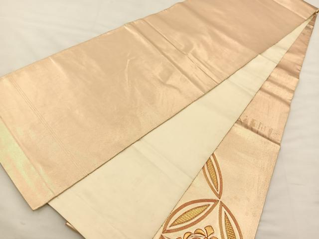 平和屋着物◎太鼓柄袋帯 総駒刺繍 七宝花文 金糸 引箔 三越扱い 正絹 逸品 BAAS7325hz