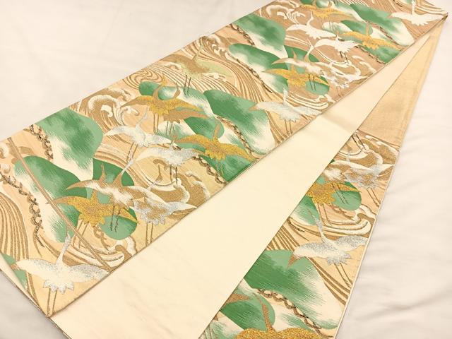 平和屋着物◎六通柄袋帯 唐織 飛鶴松文 金銀糸 正絹 逸品 BAAT4801hz
