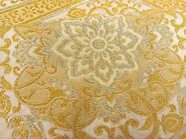 平和屋着物◎六通柄袋帯 亀甲花文 金銀糸 正絹 逸品 BAAS7541xa