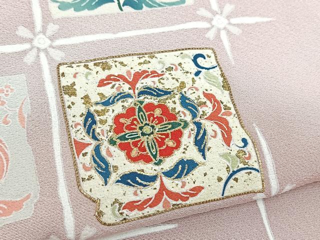 平和屋着物▽訪問着 単衣 駒刺繍 破れ色紙花文 金彩 正絹 逸品 未使用 BAAS7821yc