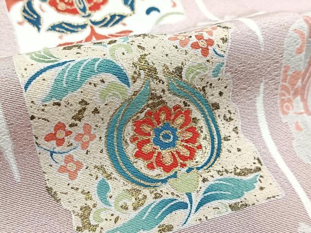 平和屋着物▽訪問着 単衣 駒刺繍 破れ色紙花文 金彩 正絹 逸品 未使用 BAAS7821yc
