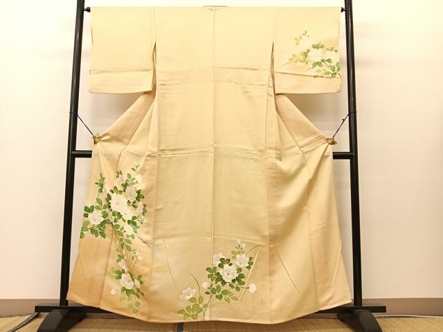 平和屋着物▽訪問着 単衣 枝花文 暈し染め 正絹 逸品 BAAS8015yc